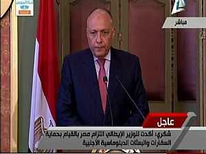 بالفيديو..وزيرالخارجية: مصر ملتزمة بمسئوليتها الكاملة فى تأمين البعثات الدبلوماسية بالقاهرة