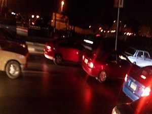 شلل مرورى بمدينة نصر بسبب هبوط أرضى فى تقاطع طريق "النصر"