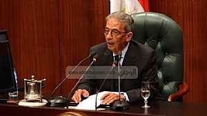 عمرو موسى خلال القاء كلمة لاعضاء اللجنة