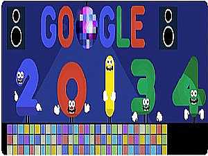 جوجل يحتفل برأس السنة الجديد 2014 Happy new Year