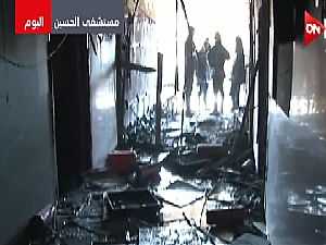 شاهد.. حجم الخسائر بعد حريق مستشفى الحسين الجامعي